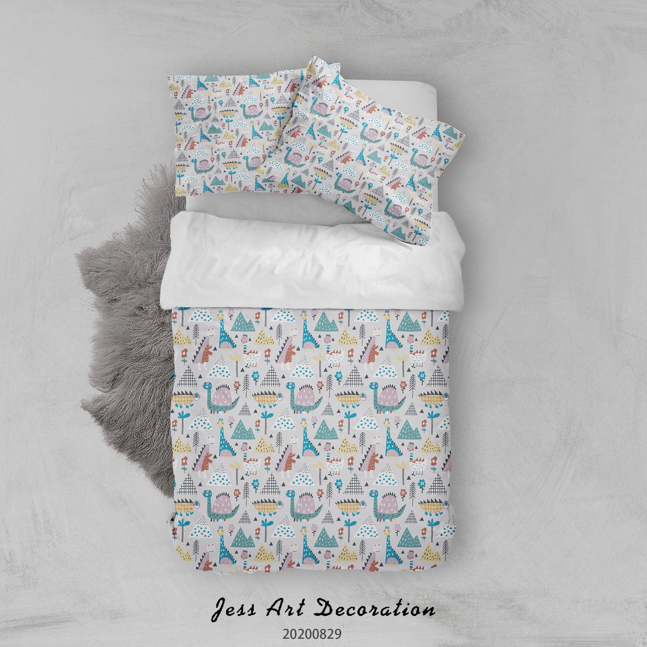 3D Abstract Hand Draw Cartoon Nature Dinosaur Pattern Quilt Cover Set Bedding Set Duvet Cover Pillowcases WJ 3515- Jess Art Decoration