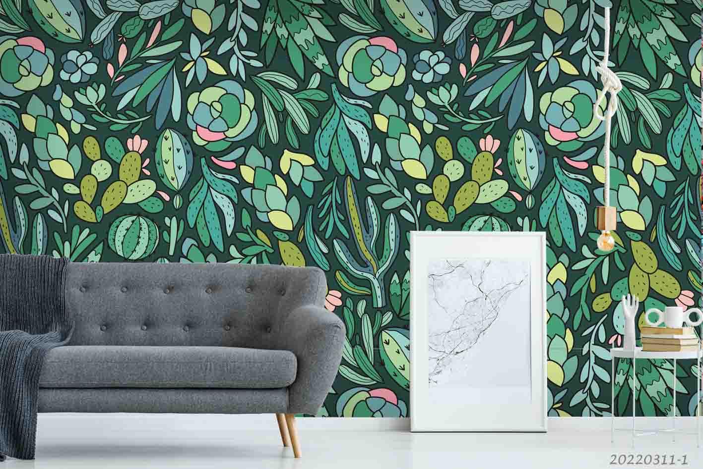 3D Leaves Floral Seamless  Wall Mural Wallpaper sww 80- Jess Art Decoration