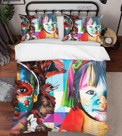 3D Abstract Color Children Graffiti Quilt Cover Set Bedding Set Duvet Cover Pillowcases 138- Jess Art Decoration