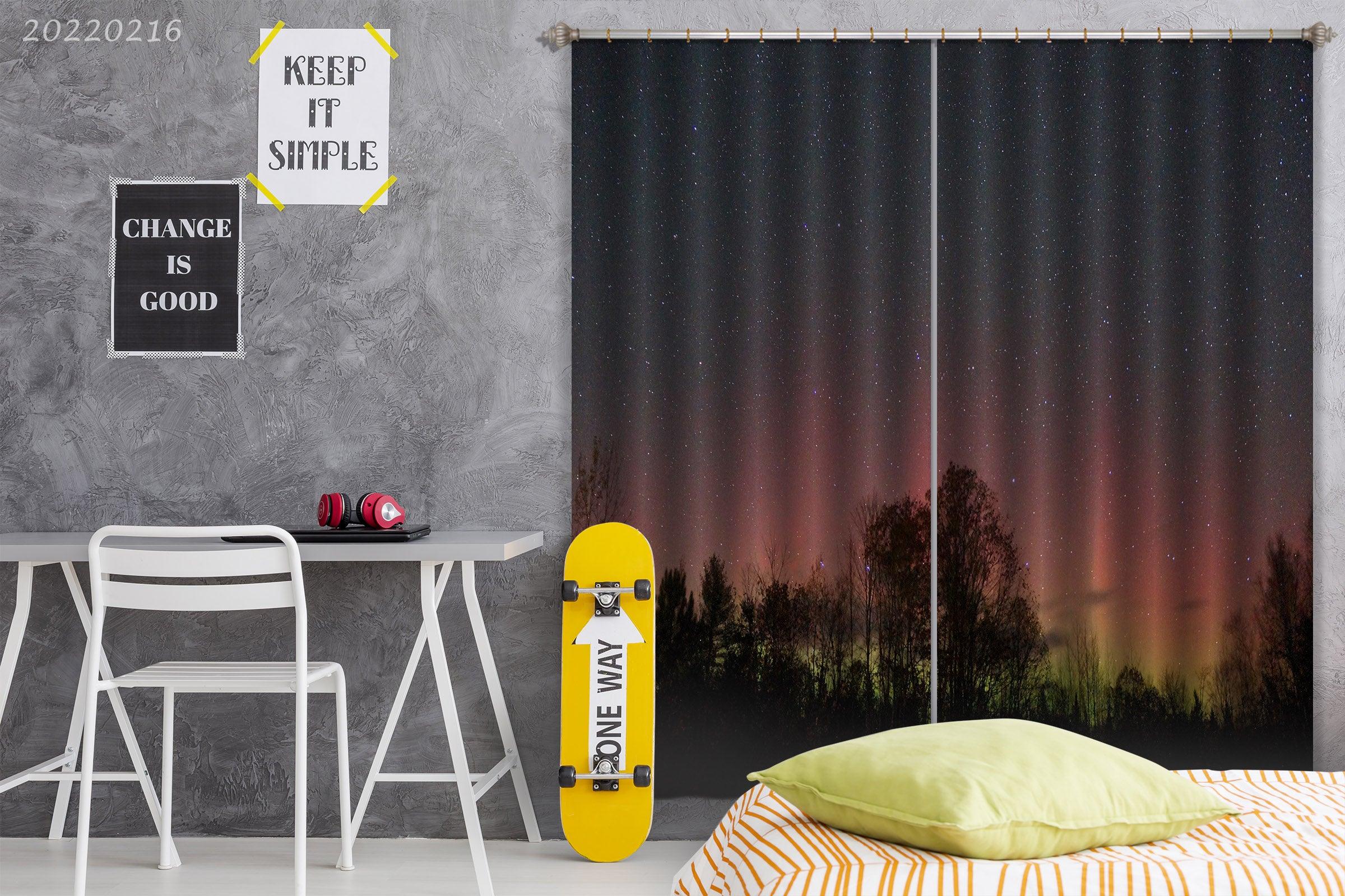 3D Woods Night Stars Colorful Sky Curtains and Drapes GD 2093- Jess Art Decoration