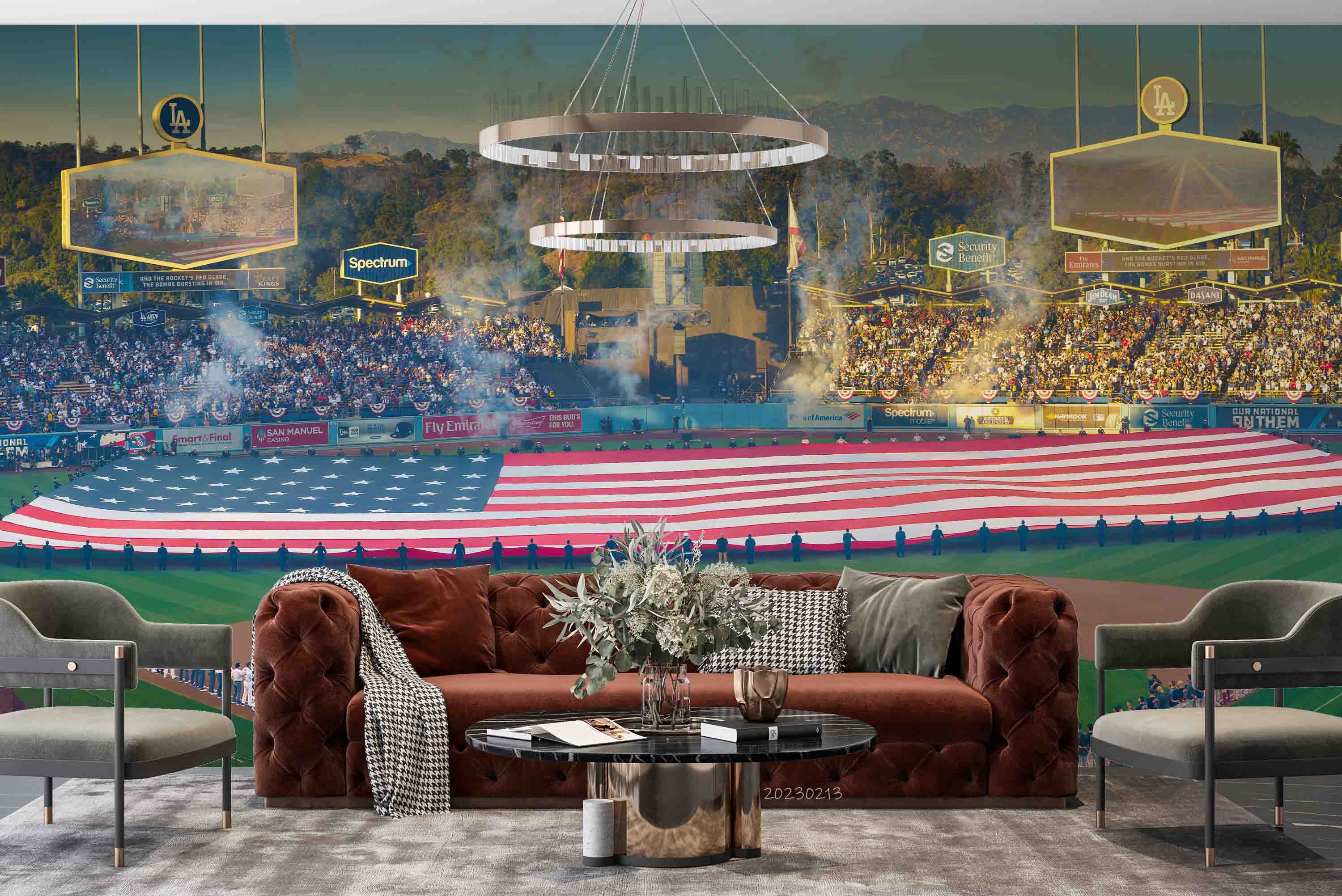 3D Dodger Stadium Los Angeles USA Wall Mural Wallpaper GD 1515- Jess Art Decoration