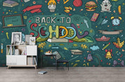 3D Cartoon Green School Food Wall Mural Wallpaper LQH 208- Jess Art Decoration