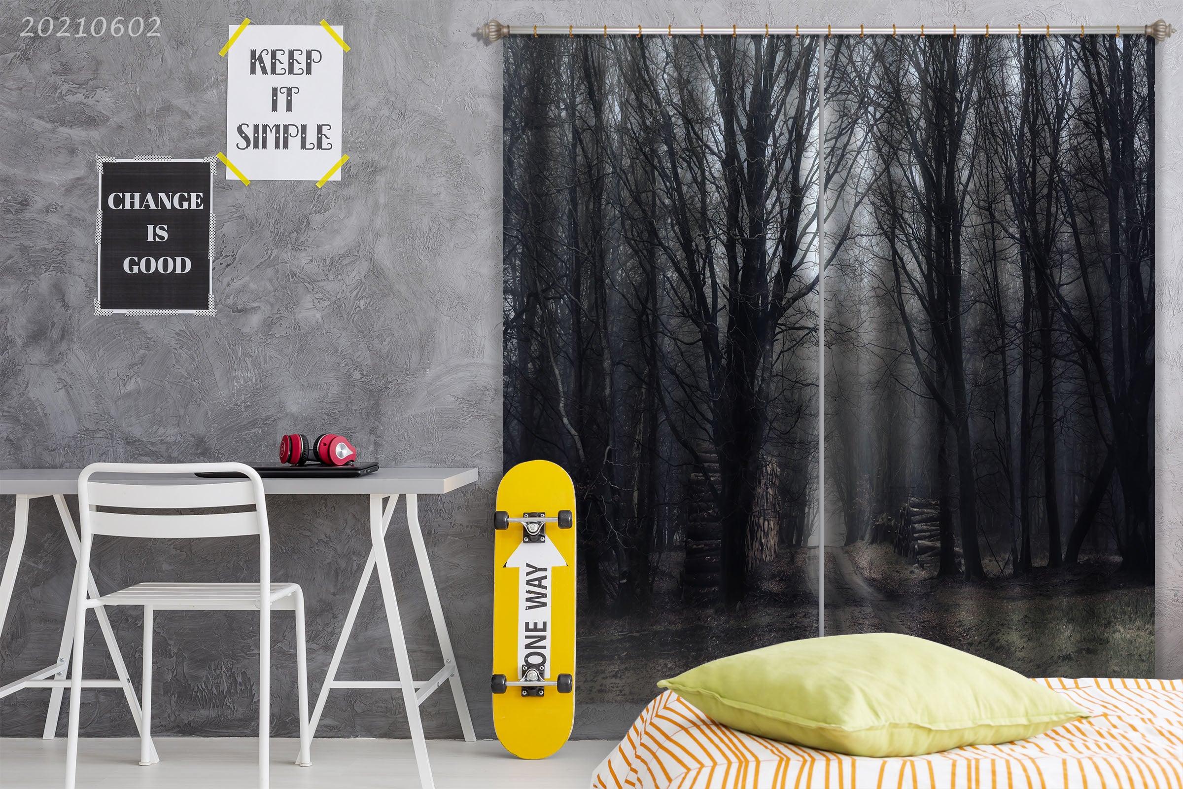 3D Winter Black Forest Rut Trail Curtains and Drapes GD 601- Jess Art Decoration