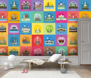 3D Color Grid Landmark Wall Mural Wallpaper 42- Jess Art Decoration