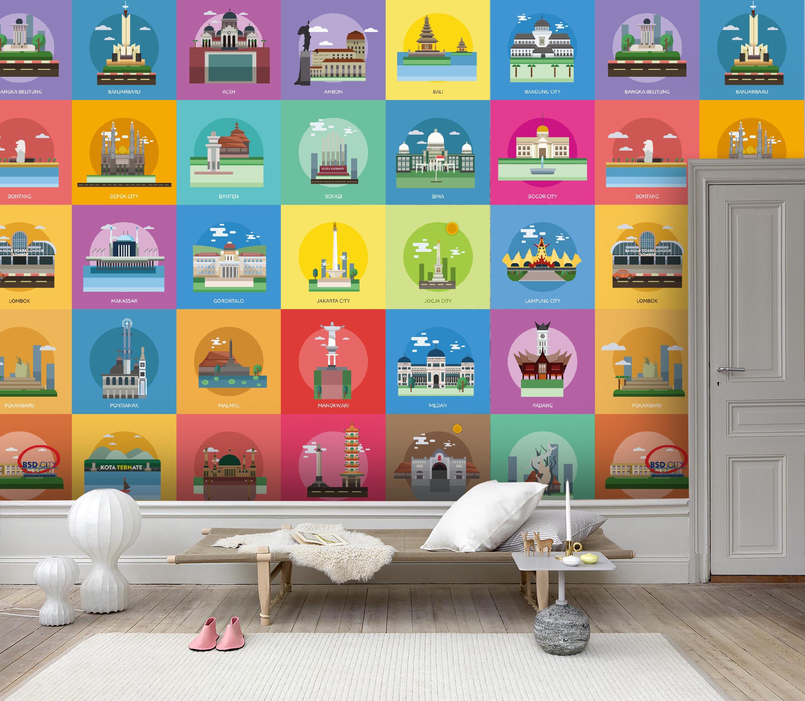 3D Color Grid Landmark Wall Mural Wallpaper 42- Jess Art Decoration