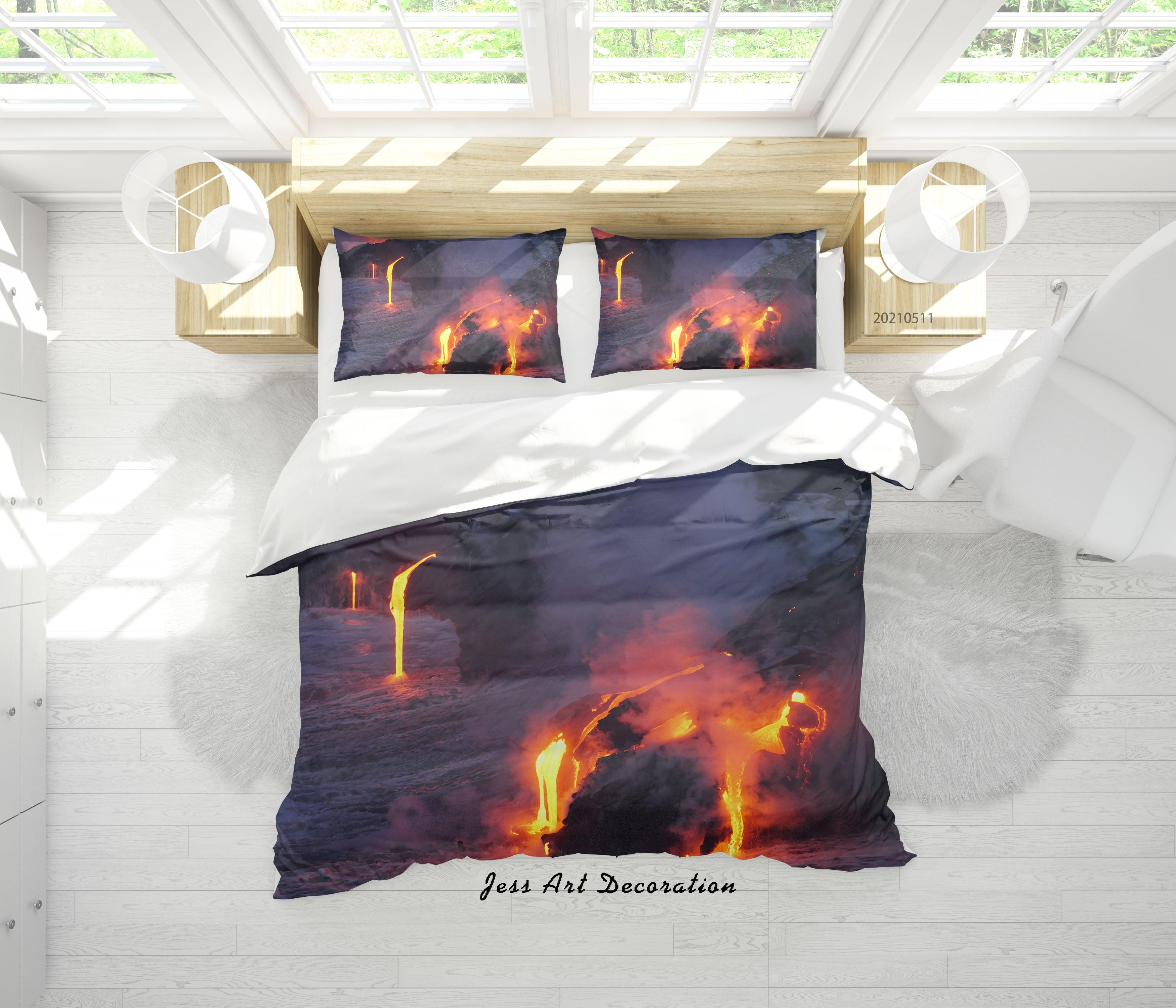 3D Volcano Magma Quilt Cover Set Bedding Set Duvet Cover Pillowcases 573- Jess Art Decoration