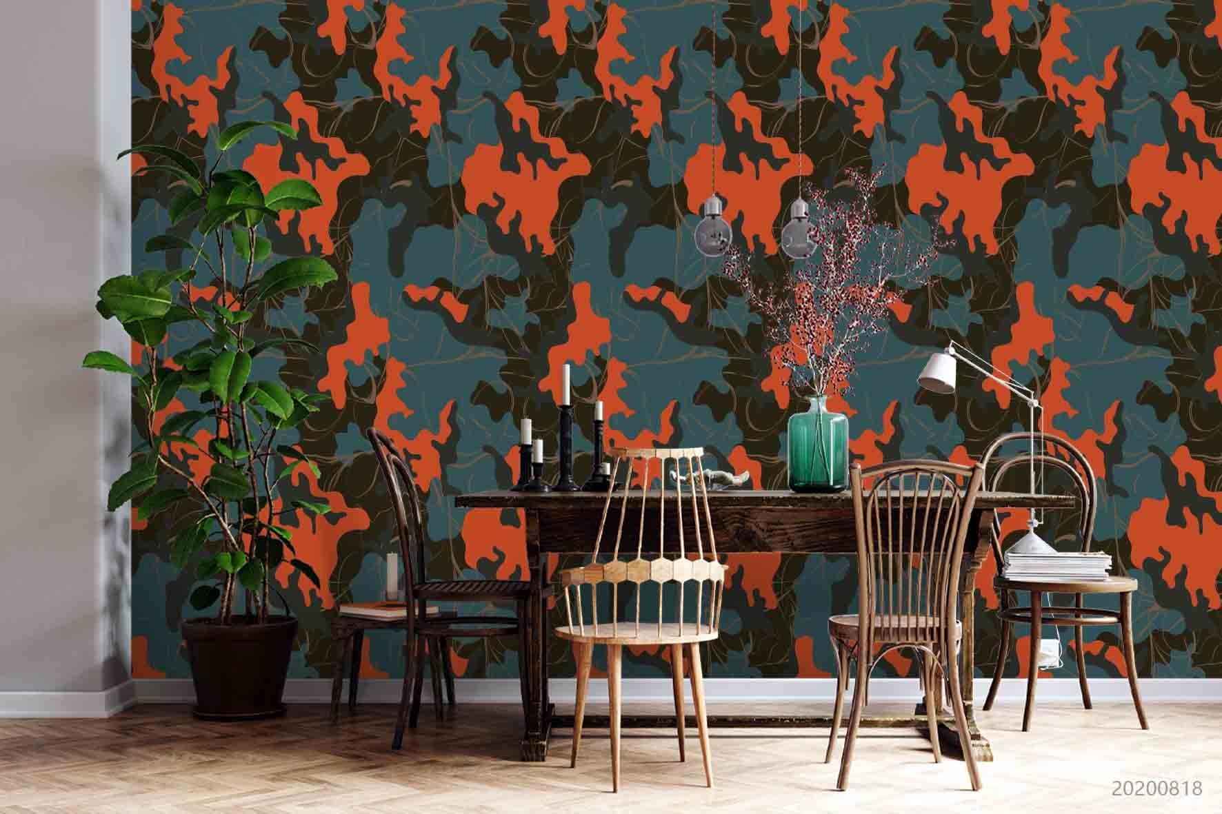 3D Vintage Camouflage Pattern Wall Mural Wallpaper LXL 1147- Jess Art Decoration