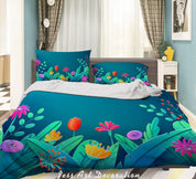 3D Hand Drawn Colorful Floral Plant Quilt Cover Set Bedding Set Duvet Cover Pillowcases LXL- Jess Art Decoration