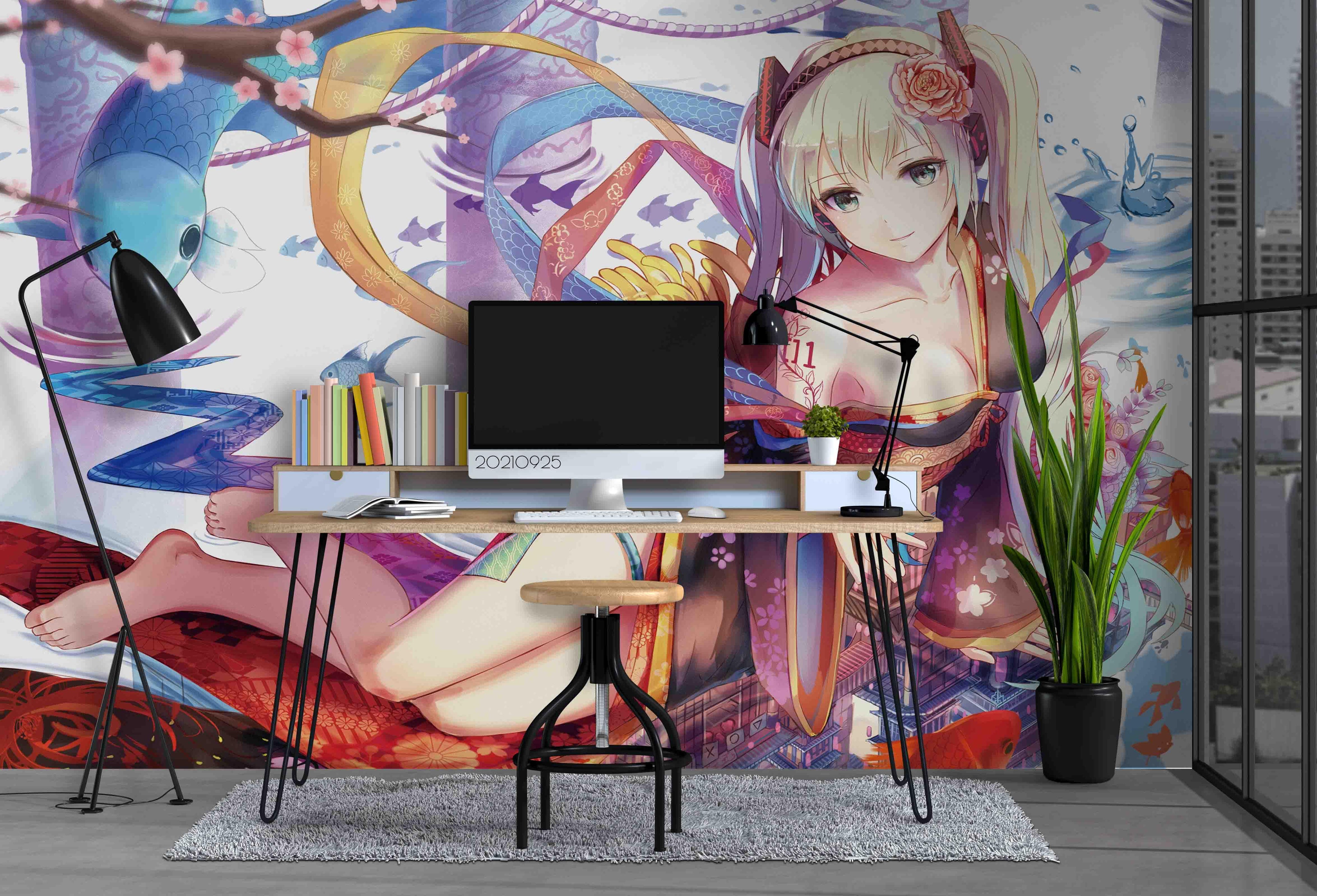 3D Anime Girl Character colourful anime girl character mural wall mural wallpaper for teen room - view 2