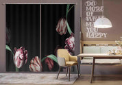 3D Retro Pink Tulip Black Curtains and Drapes GD 20- Jess Art Decoration