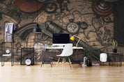 3D Map Pistol Pocket Watch Wall Mural Wallpaper LQH 429- Jess Art Decoration