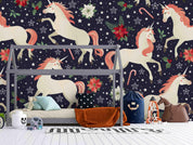 3D Cartoon Delicate Pink Floral Unicorn Wall Mural Wallpaper LXL 263- Jess Art Decoration