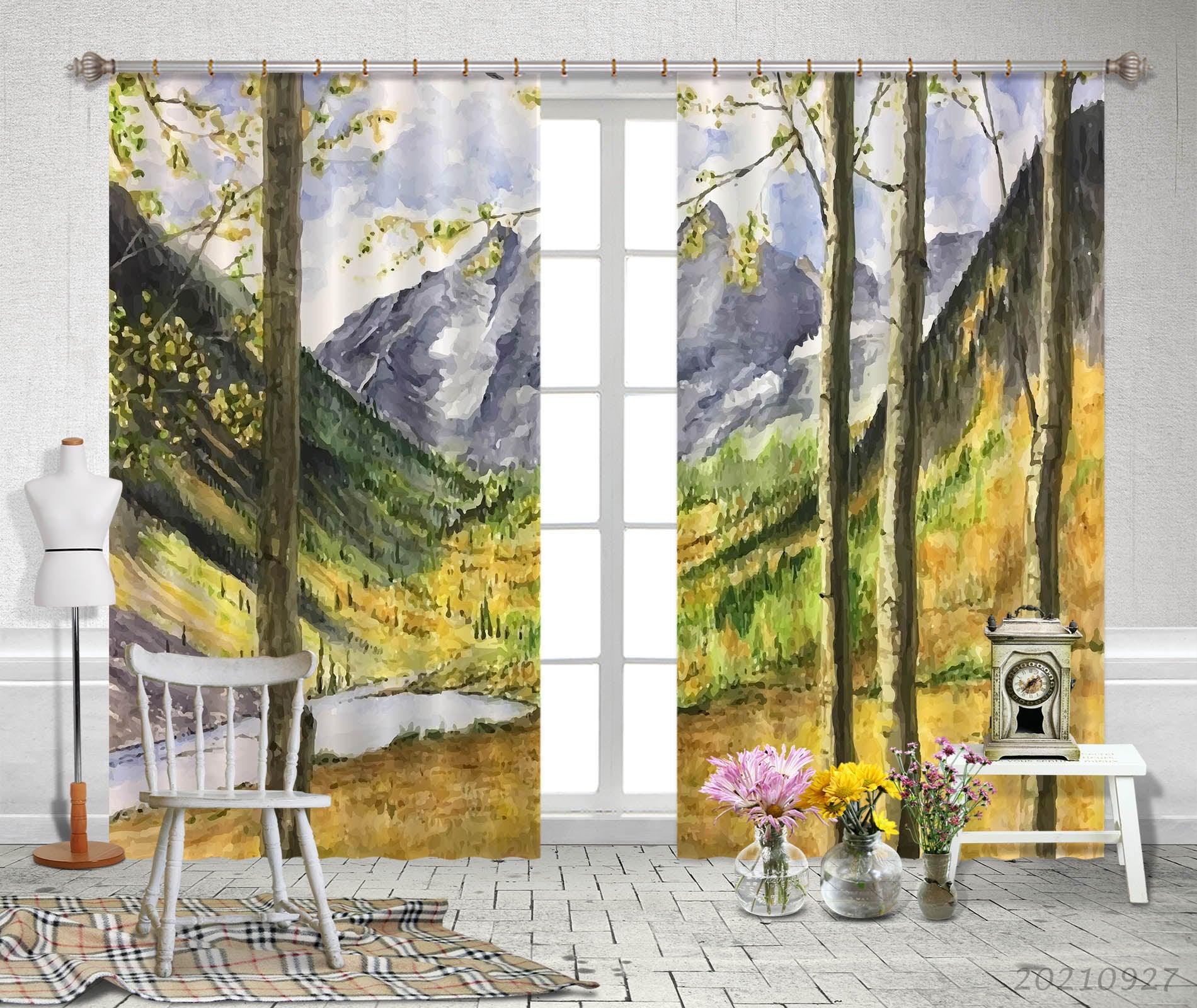 3D Landscape Oil Painting Curtains and Drapes LQH 126- Jess Art Decoration