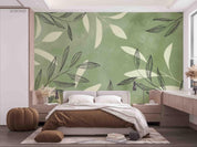 3D Watercolor Green Leaf Wall Mural Wallpaper LQH 77- Jess Art Decoration