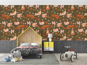 3D Cartoon Maple Leaves Colorful Cat Animal Wall Mural Wallpaper LXL- Jess Art Decoration