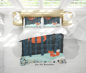 3D Cartoon Animal Fox Forest Quilt Cover Set Bedding Set Duvet Cover Pillowcases WJ 9584- Jess Art Decoration