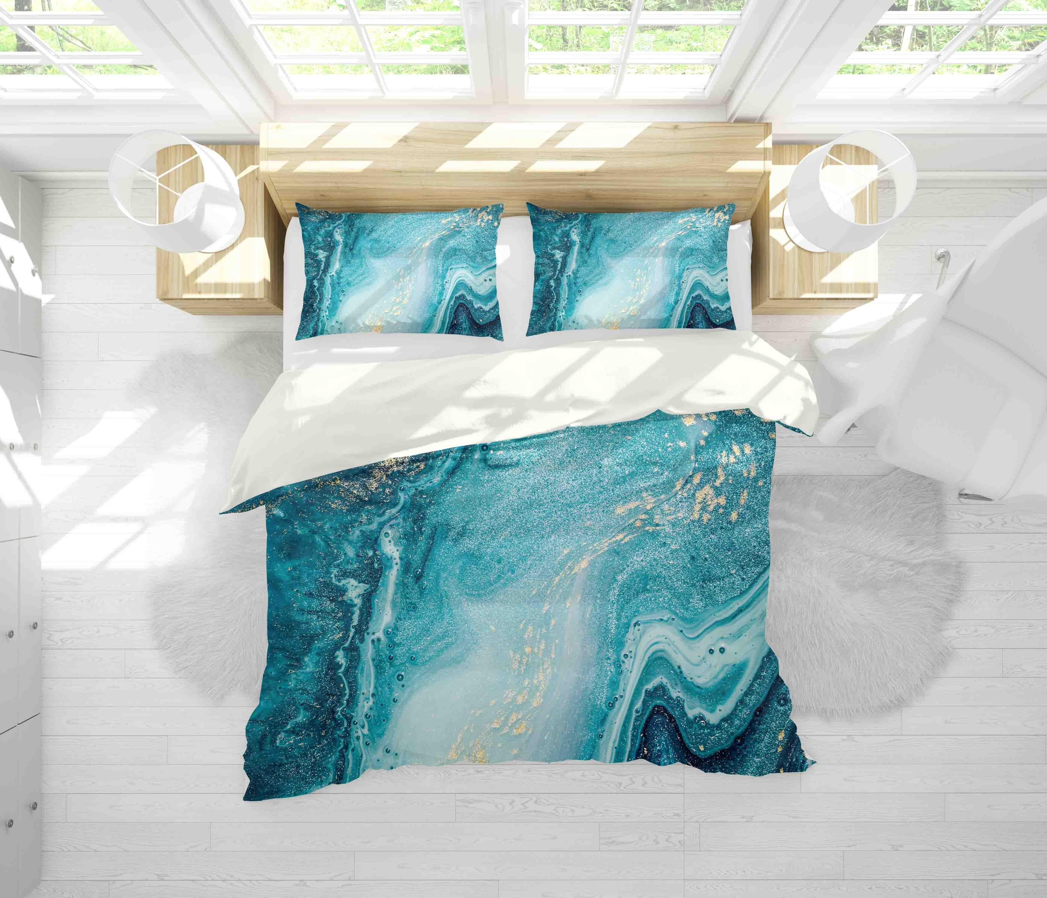 3D Blue Marble Texture Quilt Cover Set Bedding Set Duvet Cover Pillowcases JN 1192- Jess Art Decoration