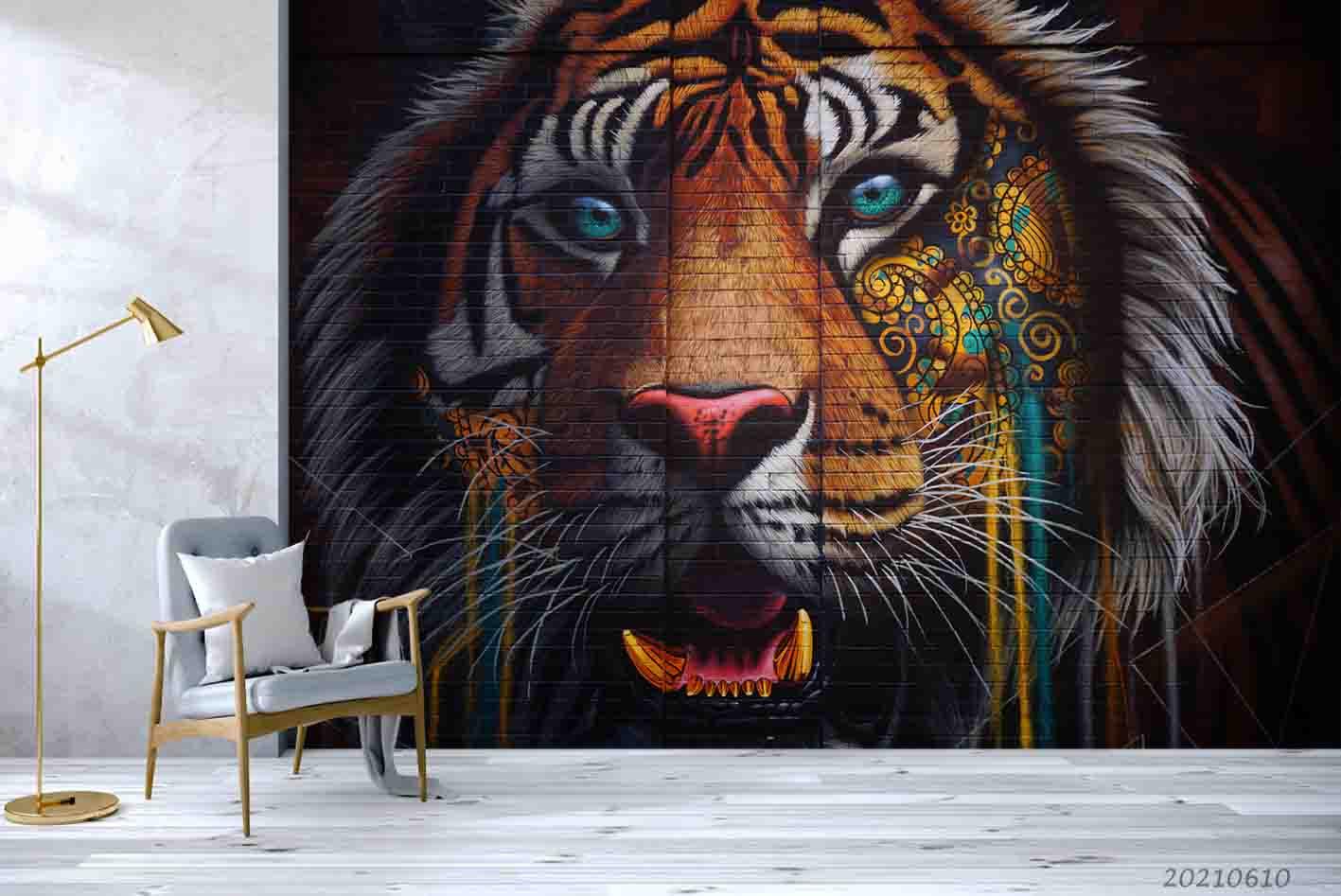 3D  Animal Tiger Wall Mural Wallpaper SWW1792- Jess Art Decoration