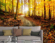 3D Jungle Golden Leaves Sunshine Wall Mural Wallpaper 25- Jess Art Decoration