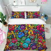 3D Color Monster Doodle Quilt Cover Set Bedding Set Duvet Cover Pillowcases 48- Jess Art Decoration