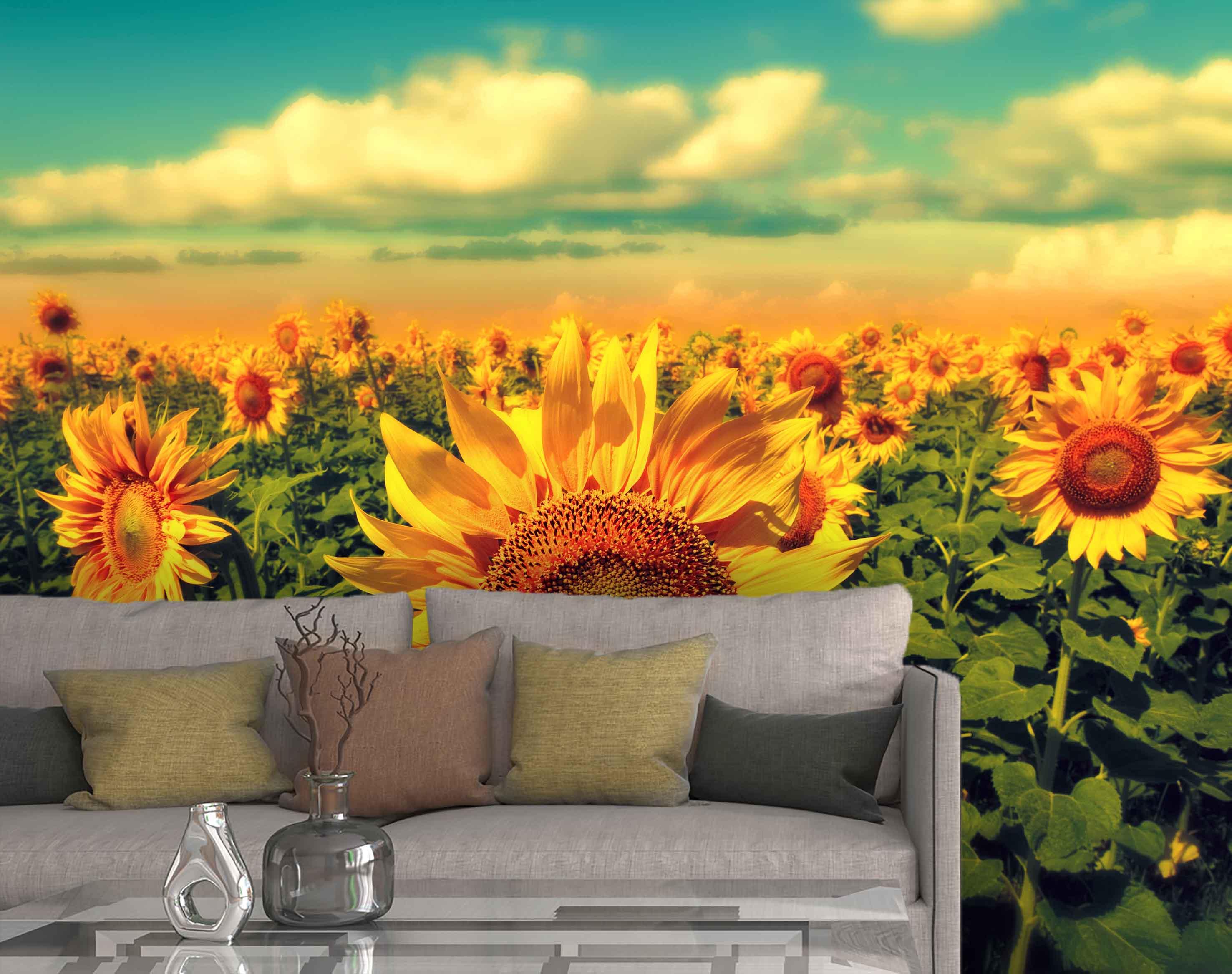 3D Sunflower Background Wall Mural Wallpaper 20- Jess Art Decoration