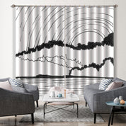 3D Abstract Sun Mountain Lake Ink Curtains and Drapes GD 3636- Jess Art Decoration