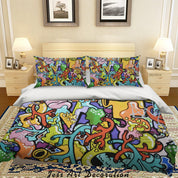 3D Abstract Color Graffiti Quilt Cover Set Bedding Set Duvet Cover Pillowcases 156- Jess Art Decoration