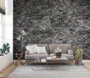 3D Dark Grey Brick dark grey brick texture wall mural wallpaper for living room - view 3