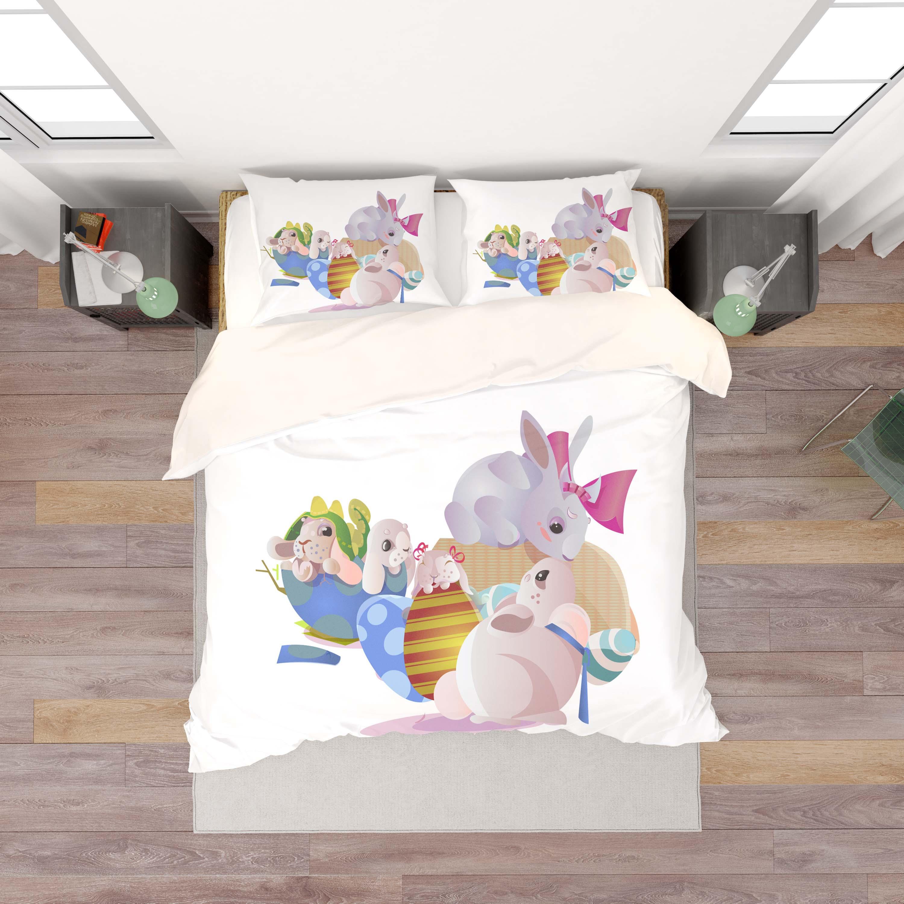 3D White Rabbit Eggs Quilt Cover Set Bedding Set Duvet Cover Pillowcases SF12- Jess Art Decoration