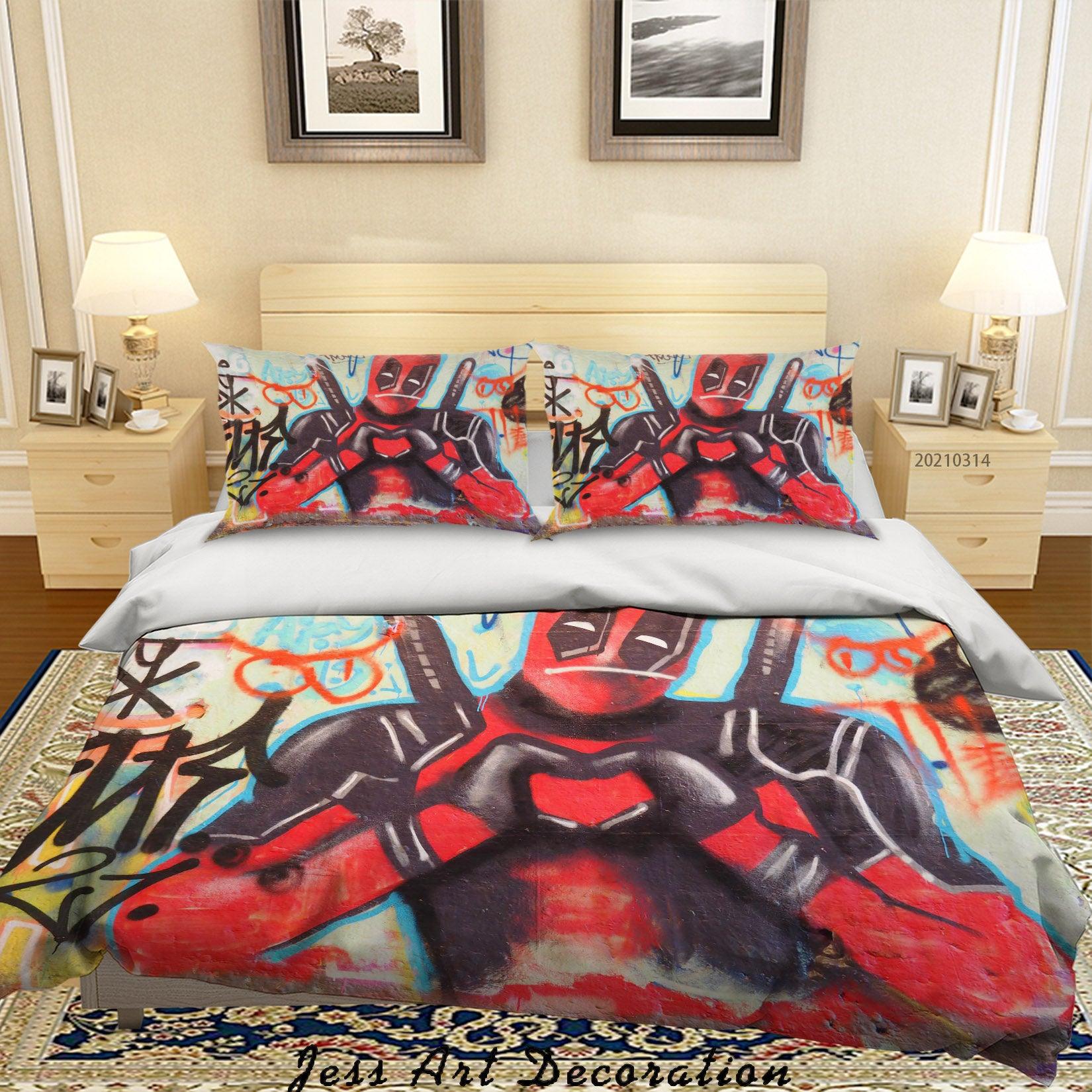 3D Abstract Colored Street Graffiti Quilt Cover Set Bedding Set Duvet Cover Pillowcases 204- Jess Art Decoration