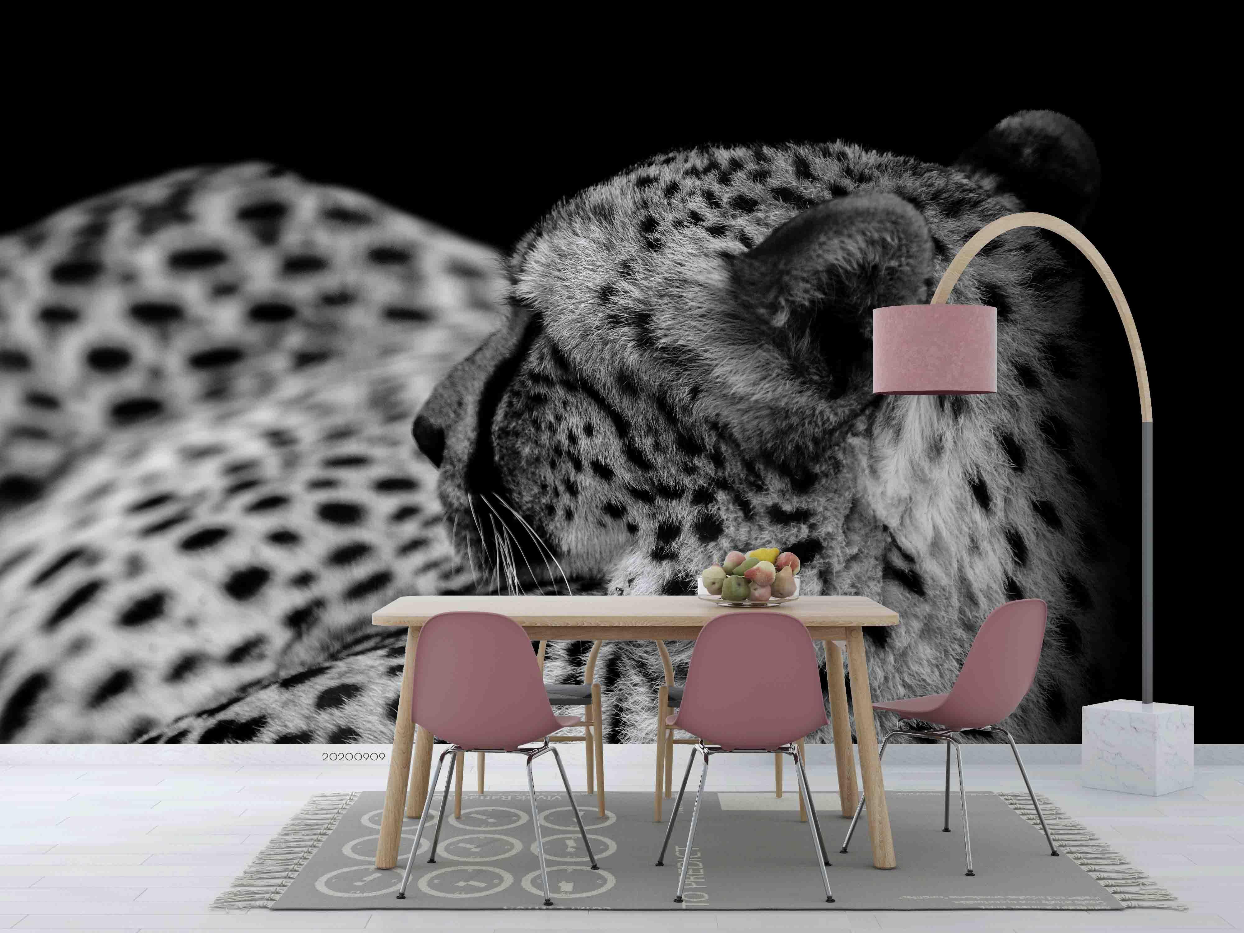 3D Grey Leopard Animal Wall Mural Wallpaper LXL- Jess Art Decoration