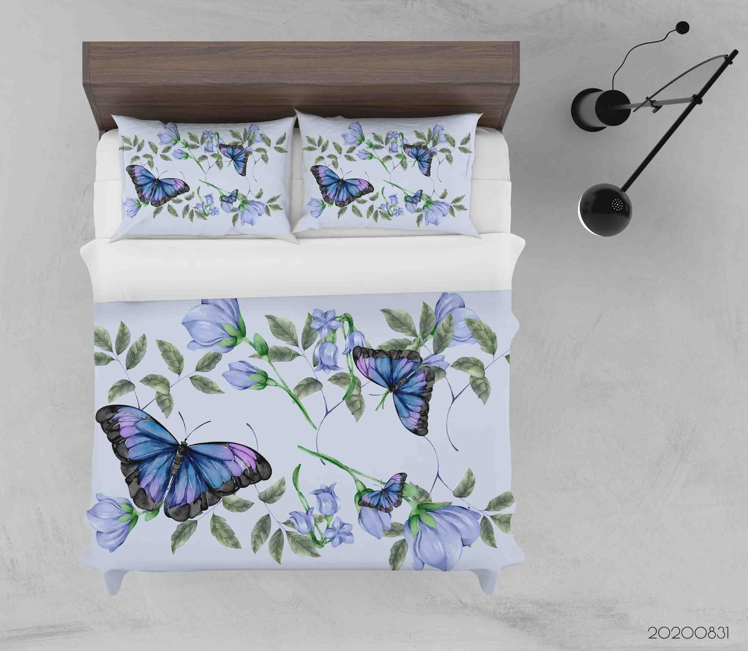 3D Watercolor Painting Butterfly Pattern Quilt Cover Set Bedding Set Duvet Cover Pillowcases WJ 3498- Jess Art Decoration