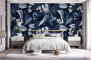 3D Vintage Dark Flowers Leaves Background Wall Mural Wallpaper GD 3553- Jess Art Decoration