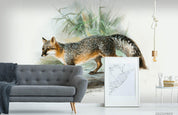 3D Watercolor Animal Fox Leaf Wall Mural Wallpaper LQH 246- Jess Art Decoration