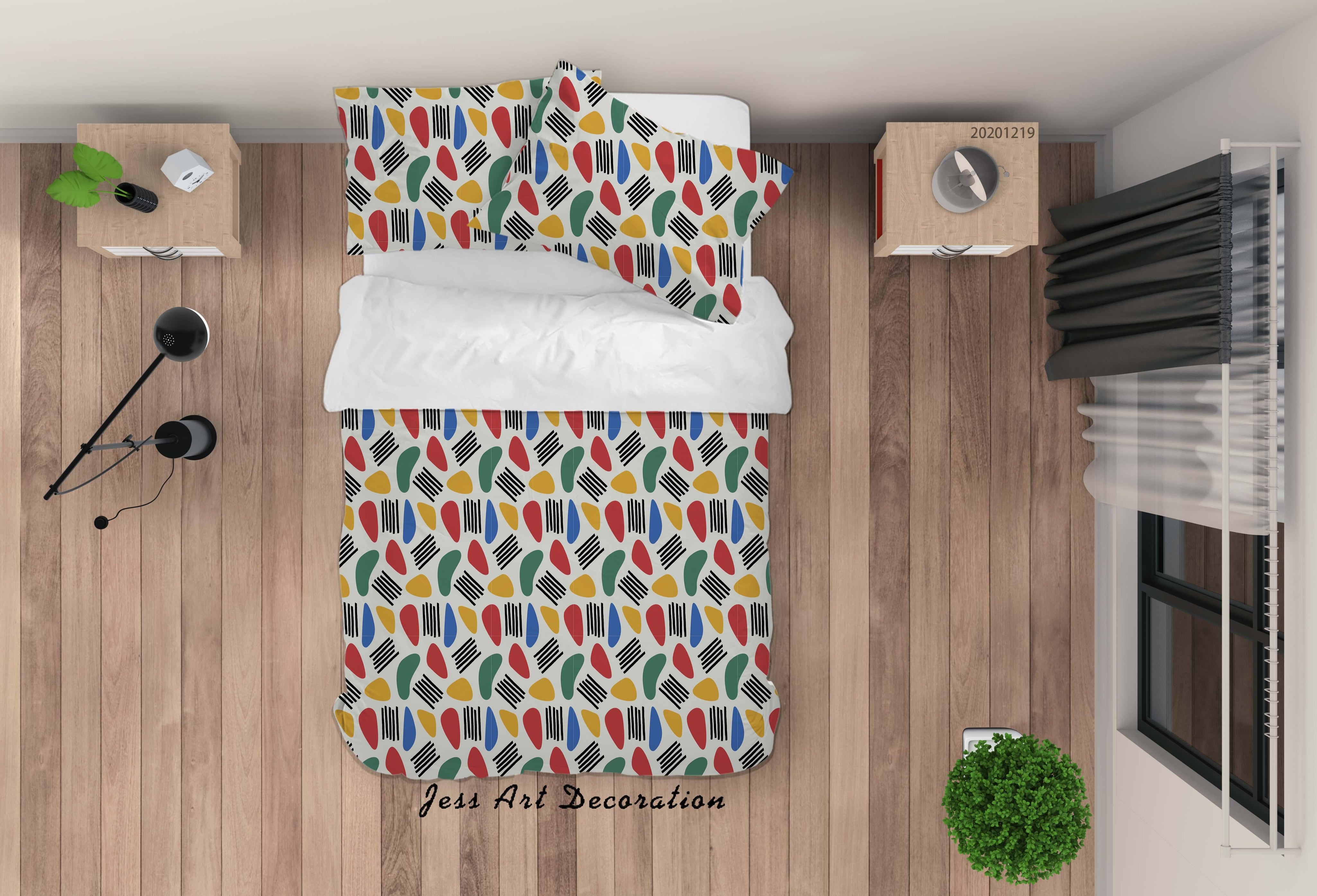 3D Abstract Colorful Geometric Pattern Quilt Cover Set Bedding Set Duvet Cover Pillowcases 75- Jess Art Decoration