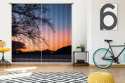 3D Mountain River Tree Sunset Scenery Curtains and Drapes GD 2002- Jess Art Decoration