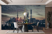 3D City Sunset Sky Architecture Wall Mural Wallpaper LQH 85- Jess Art Decoration