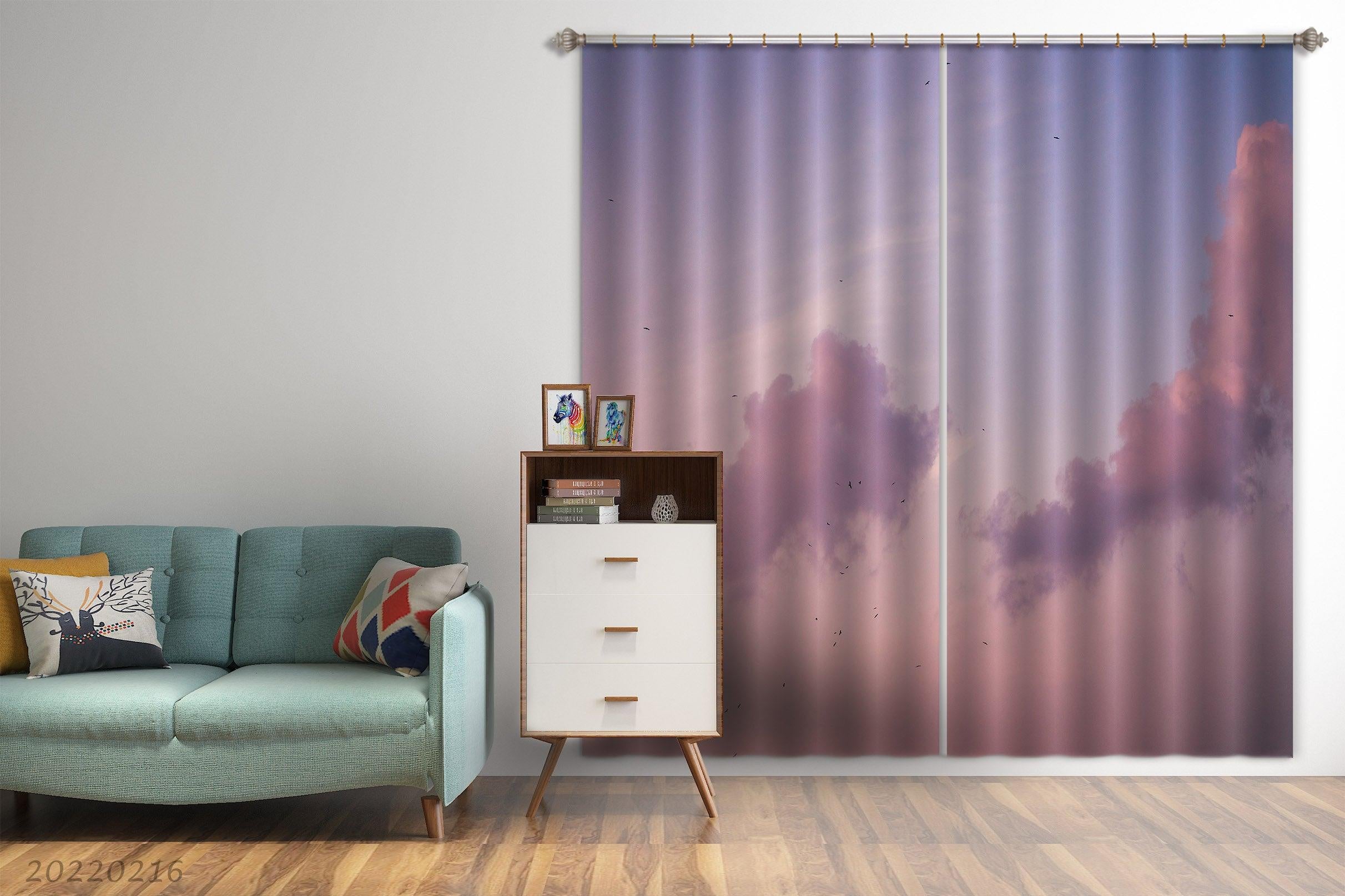 3D Pink Sky Cloud Pattern Curtains and Drapes GD 2235- Jess Art Decoration