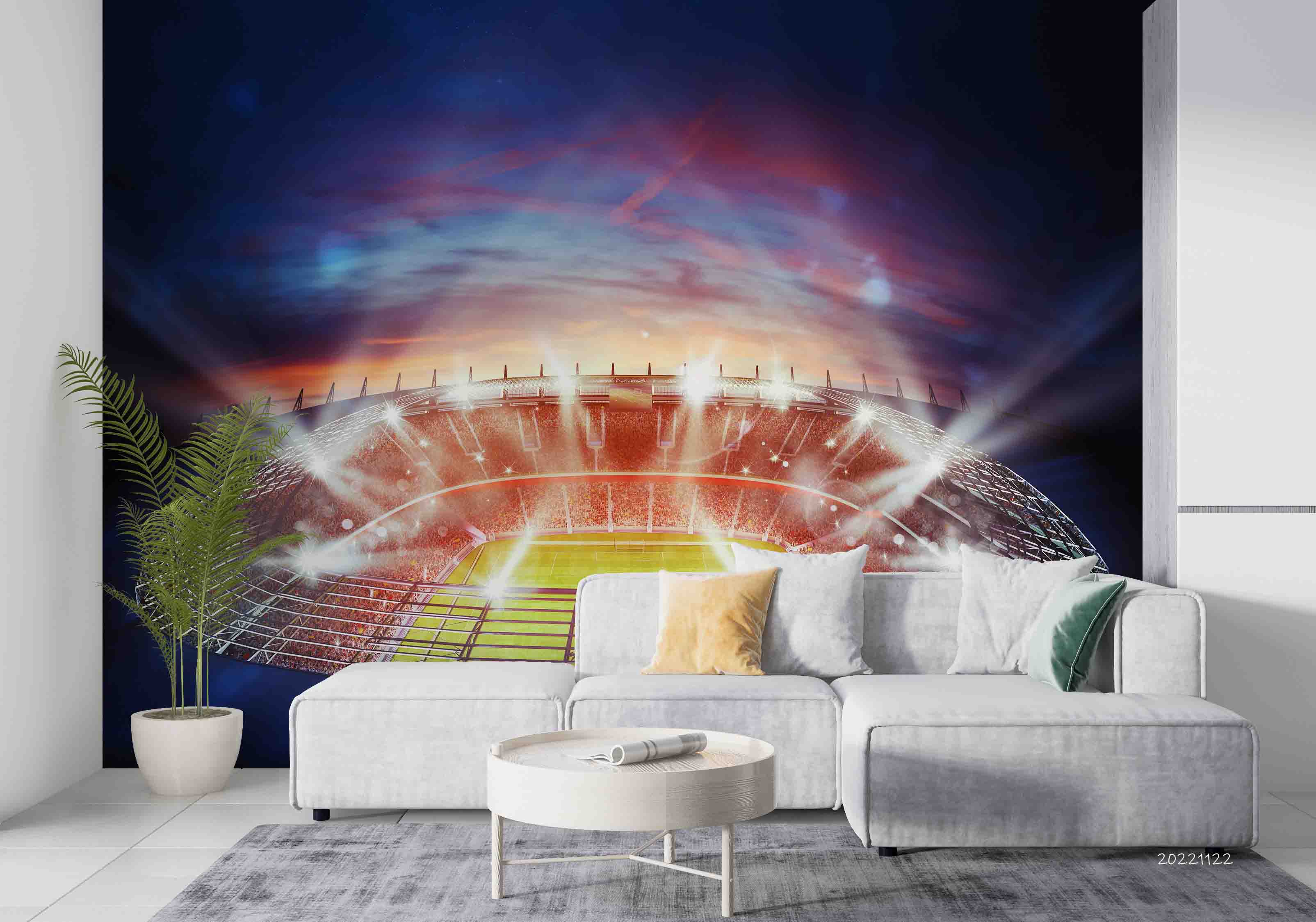 3D Soccer Stadium Night Lights View Wall Mural Wallpaper GD 2497- Jess Art Decoration