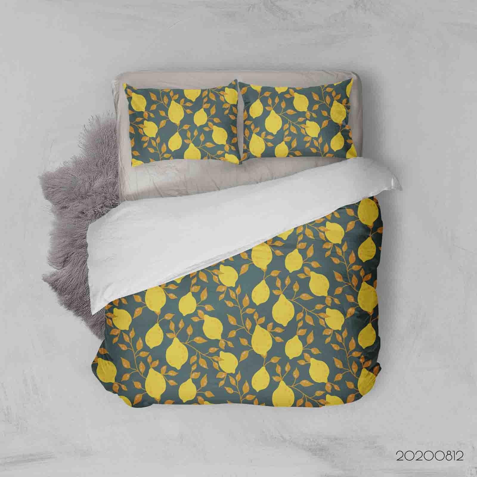3D Vintage Lemon Pattern Quilt Cover Set Bedding Set Duvet Cover Pillowcases LXL- Jess Art Decoration