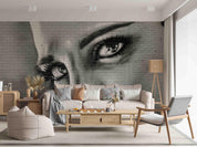 Graffiti Brick Wall Female Face Wallpaper portrait street art wall mural for bedroom or creative studio - view 2