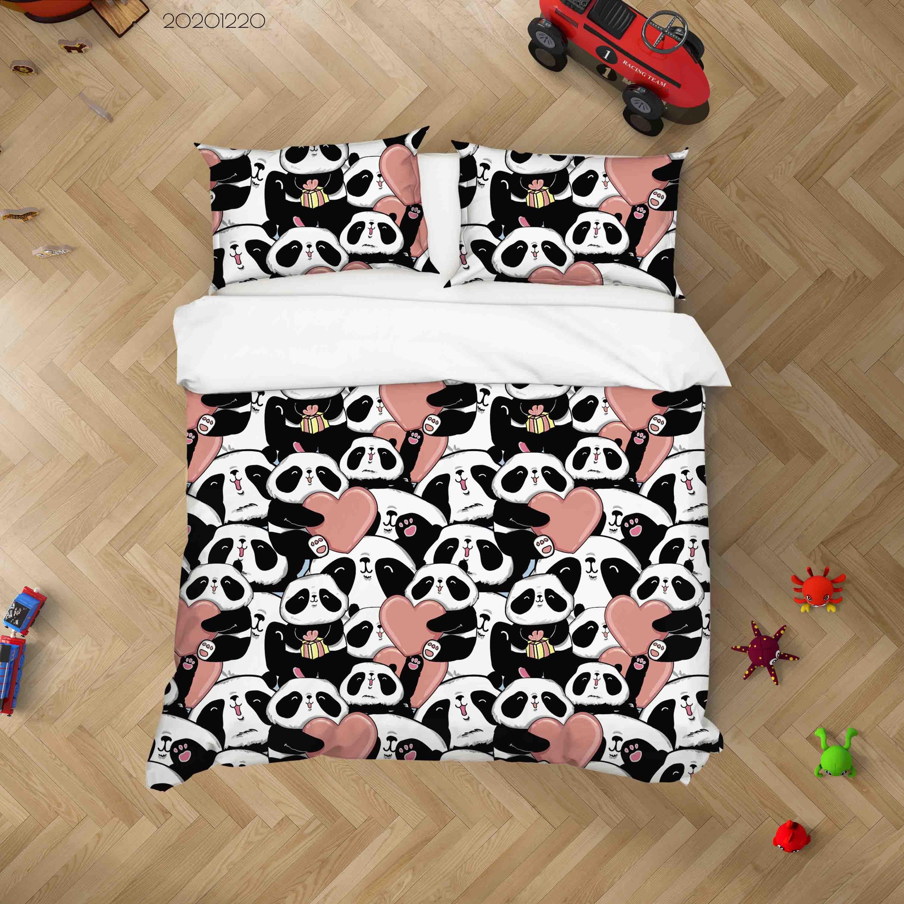 3D Hand Drawn Animal Panda Quilt Cover Set Bedding Set Duvet Cover Pillowcases 62- Jess Art Decoration