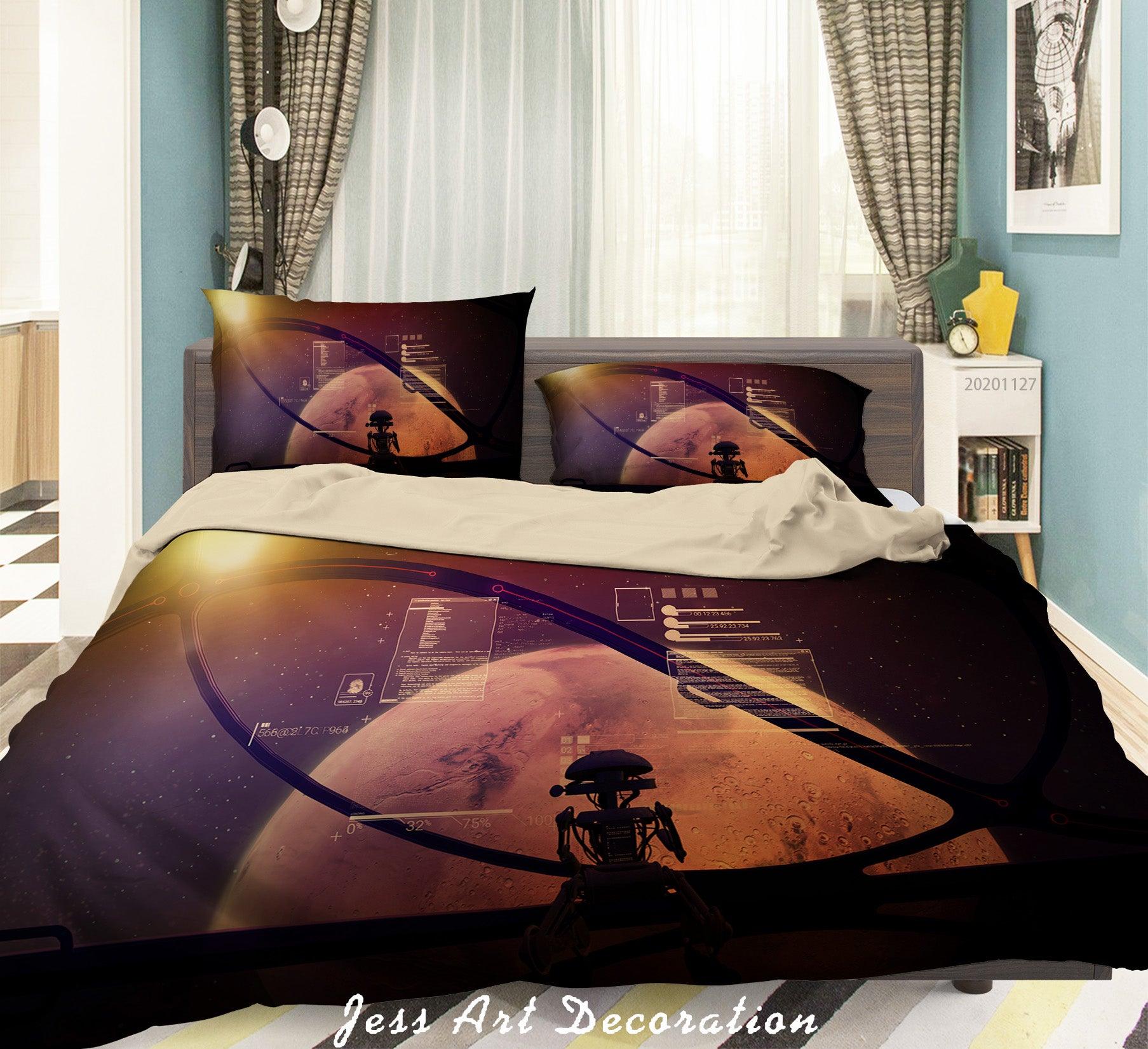 3D Abstract Dark Space Planet Robot Quilt Cover Set Bedding Set Duvet Cover Pillowcases LXL- Jess Art Decoration