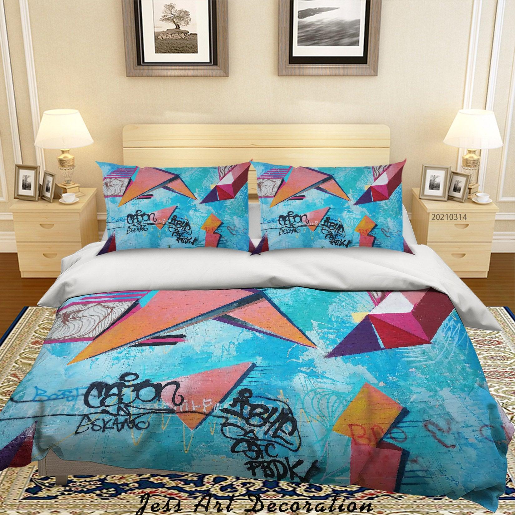 3D Abstract Colored Street Graffiti Quilt Cover Set Bedding Set Duvet Cover Pillowcases 152- Jess Art Decoration
