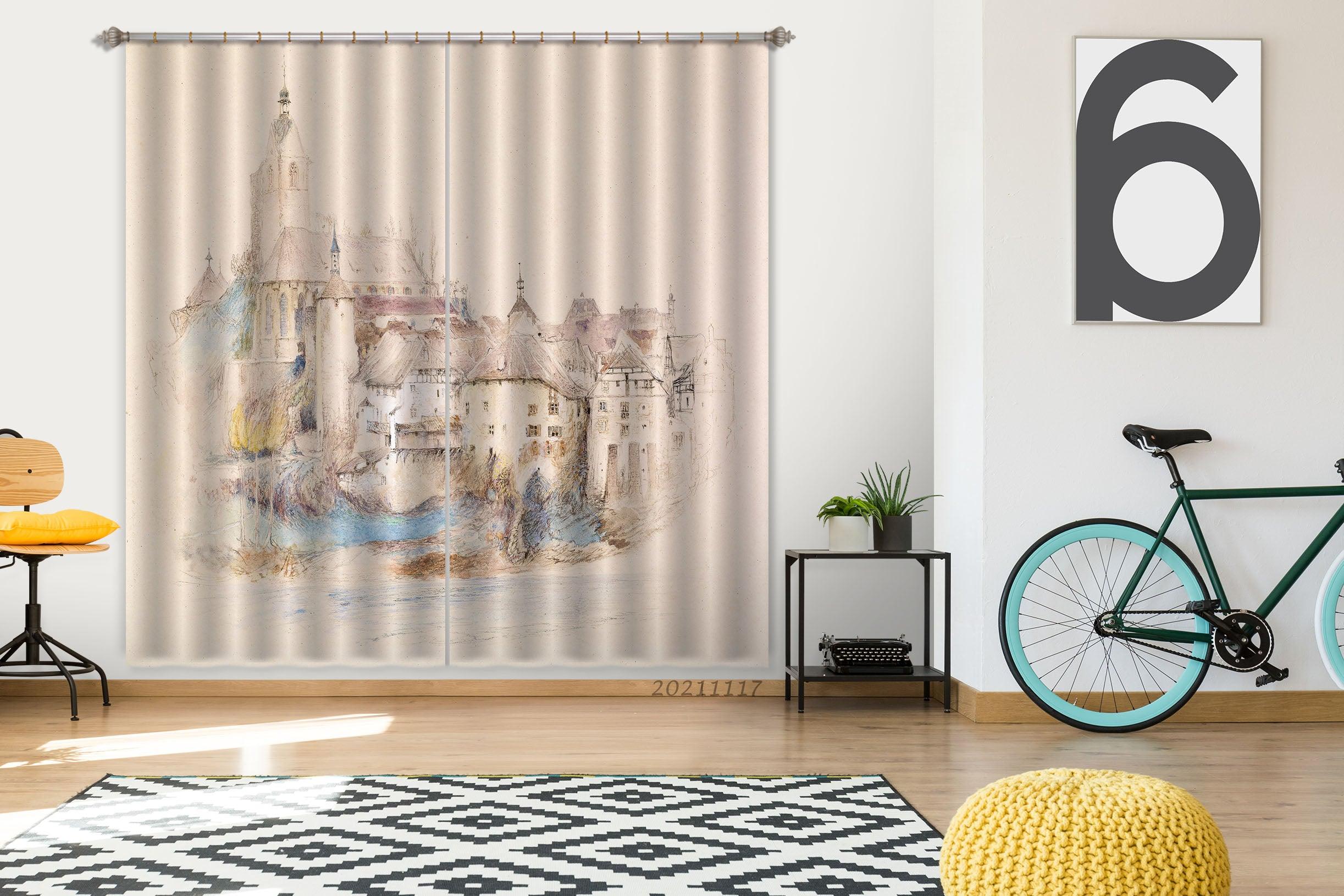 3D Landscape Oil Painting Curtains and Drapes LQH 34- Jess Art Decoration