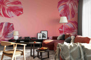 3D pink leaves wall mural wallpaper 4- Jess Art Decoration