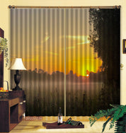 3D Woods Tall Grass Fog Sunrise Scenery Curtains and Drapes GD 2003- Jess Art Decoration