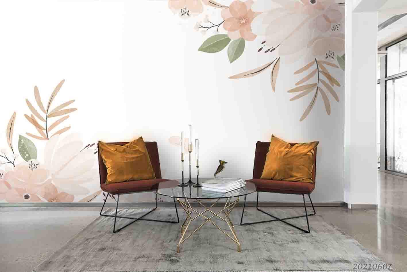 3D Hand-painted Floral Pink  Wall Mural Wallpaper SWW1097- Jess Art Decoration