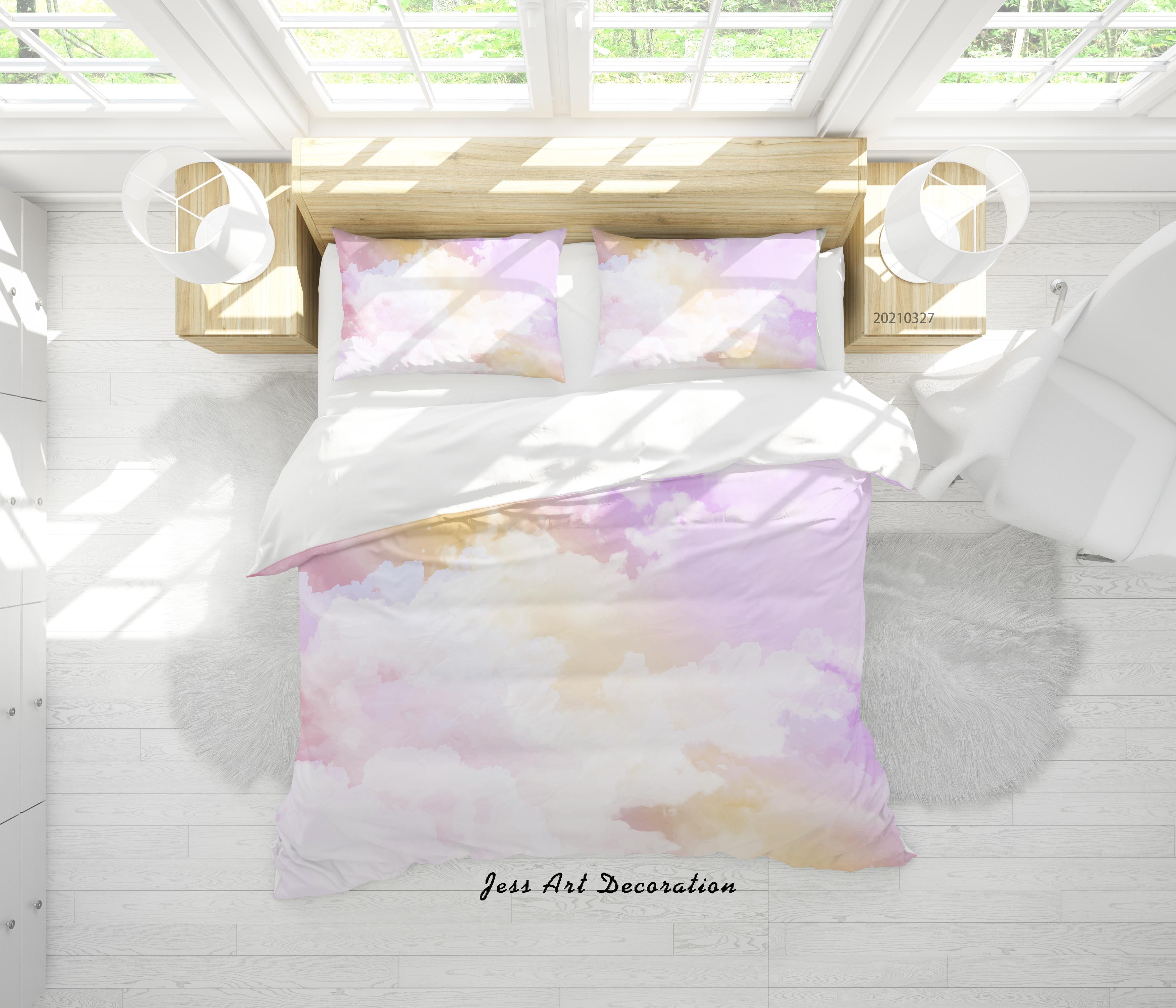 3D Watercolor Sky Cloud Quilt Cover Set Bedding Set Duvet Cover Pillowcases 54- Jess Art Decoration