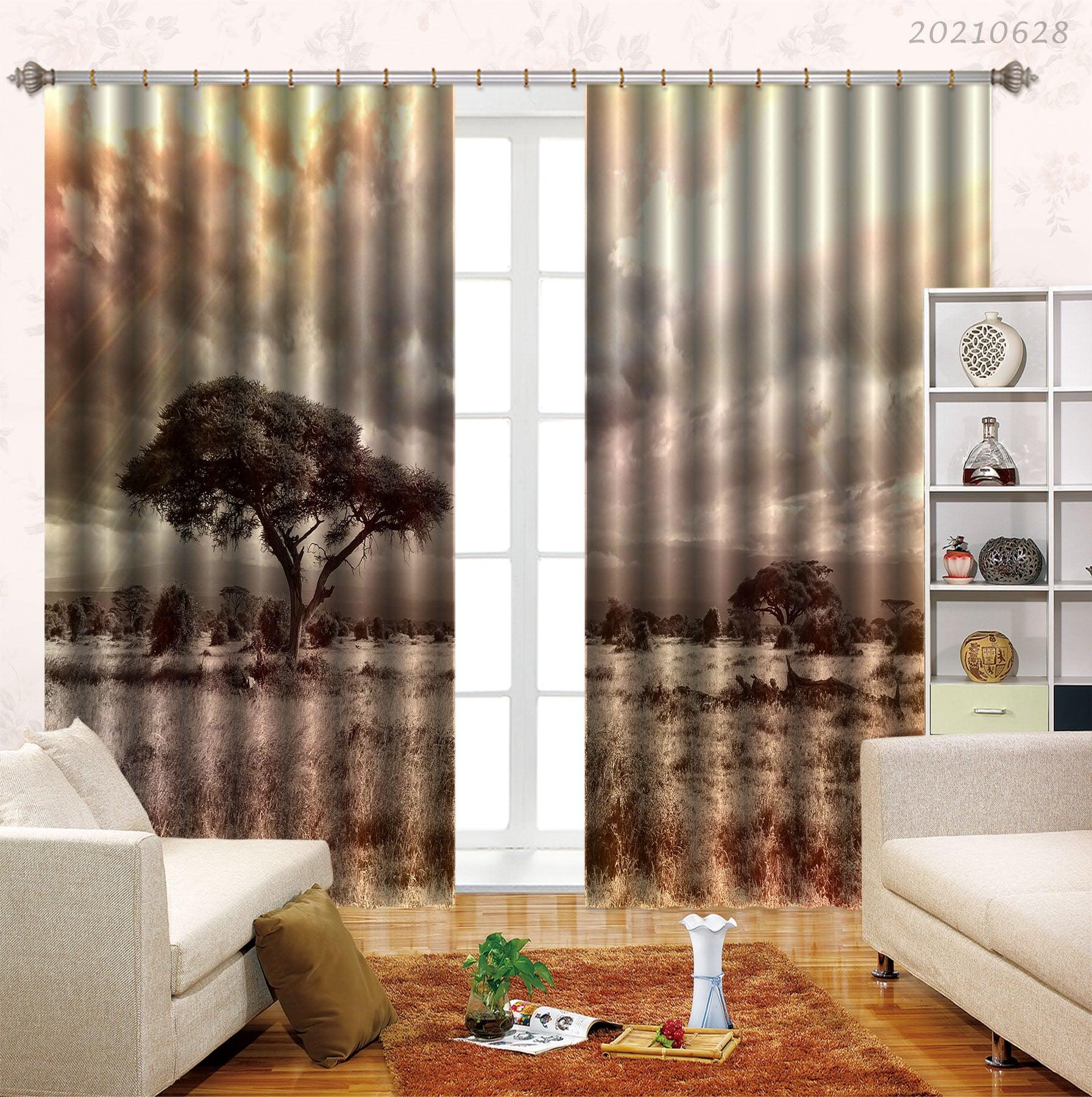 3D Sunset Sky Tree Nature Landscape Curtains and Drapes LQH 164- Jess Art Decoration